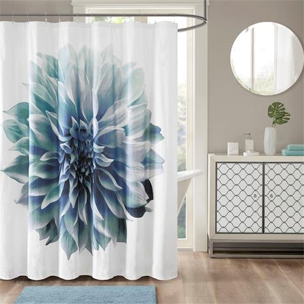 Madison Park Madison Park MP70-4800 72 x 72 in. Norah 200TC Cotton Percale Shower Curtain - Aqua MP70-4800 - main